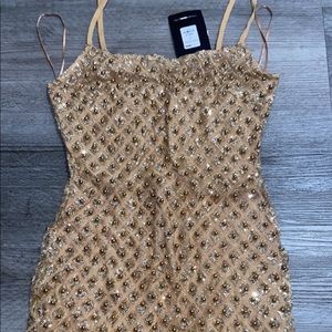Gold mini dress